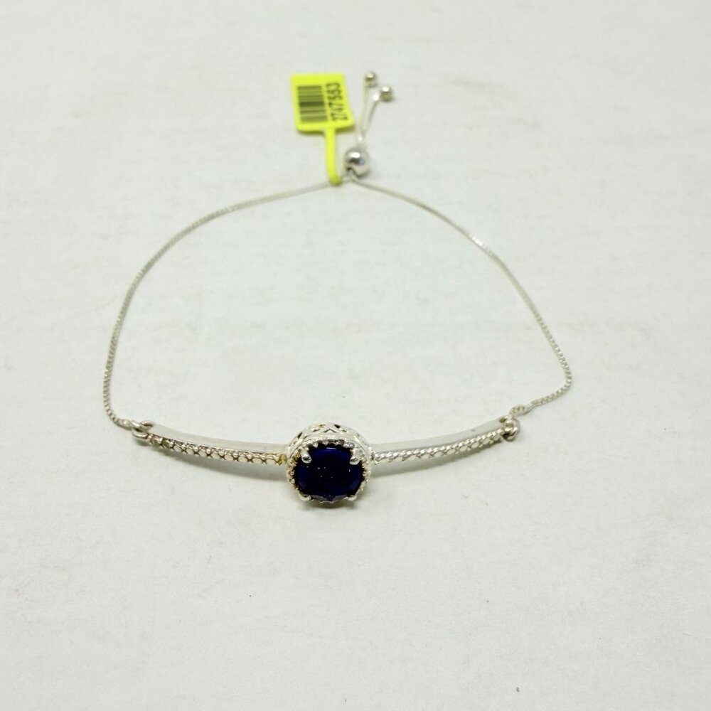 Shop LC Lapis Lazuli Sterling Silver Magic Ball Bar Bracelet Adjustable 5384
